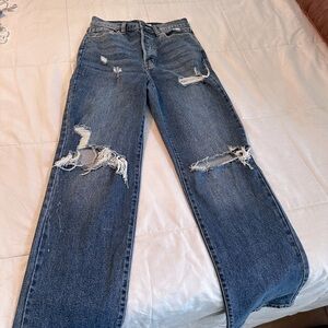 Baggy style distressed jeans